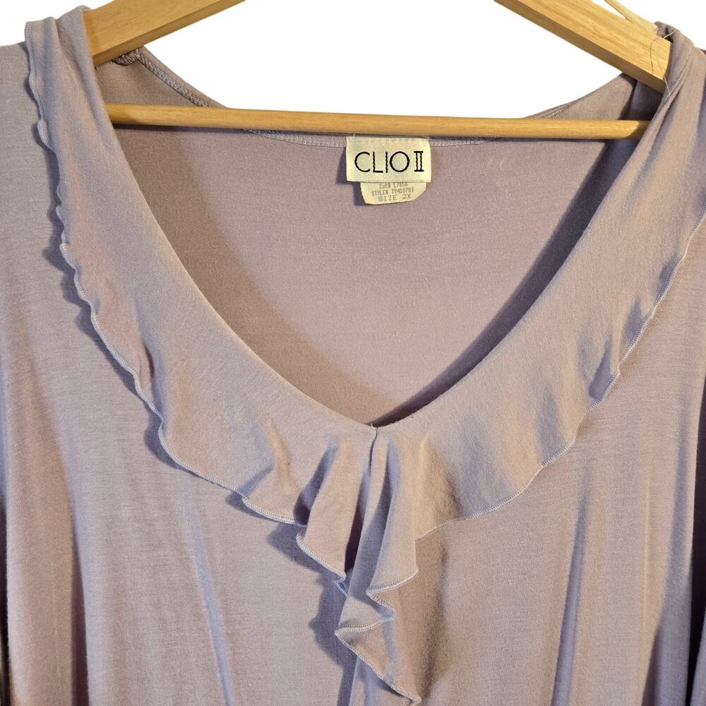 CLIO II 2X Light Puple/Violet/Lavender Ruffle Top [0347] - Picture 3 of 11